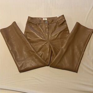 Wilfred Tan Faux Leather Trousers
